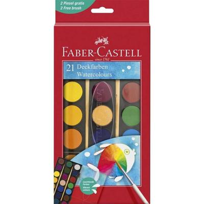 Faber-Castell Faber castell fc-125027 waterverfdoos 21 kleuren + 2 penselen Faber-Castell Faber castell fc-125027 waterverfdoos 21 kleuren + 2 penselen