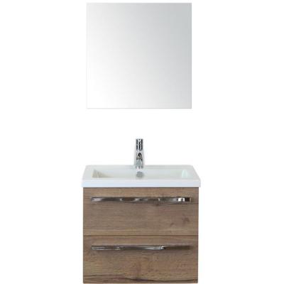 Seville Badmeubelset 60 cm - Tabacco - Keramische Wastafel Wit Djazz met Spiegel
