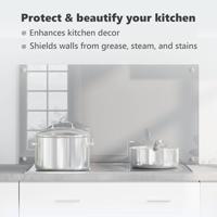 VidaXL Keuken spatscherm lichtgrijs 90 x 50 cm gehard glas - thumbnail