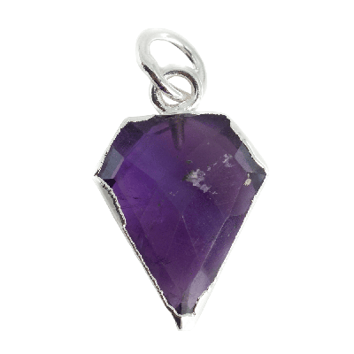 Edelsteen Hanger Amethist Diamantvorm - Verzilverd - 15 x 12 mm Edelsteen Hanger Amethist Diamantvorm - Verzilverd - 15 x 12 mm