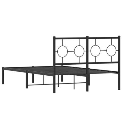 Bedframe met hoofdbord metaal zwart 120x190 cm