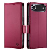 Lunso iPhone 17 Air hoesje - PU leren Bookcase met ruimte voor pasjes - Rood - thumbnail