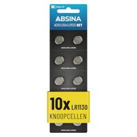 AG10 LR1130 Knoopcellen, verpakking van 10 stuks, 1,5 V alkaline knoopcellen, lekvrij en met lange houdbaarheid, LR54, V10GA / RW49, G10A, 189, GP189, L1130, 89A, knoopcelbatterijen ABSINA - thumbnail