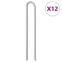 VidaXL Tentharingen 12 st u-vormig ø12 mm 41,5 cm gegalvaniseerd staal - thumbnail