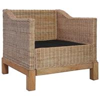 Fauteuil met kussens natuurlijk rattan - thumbnail