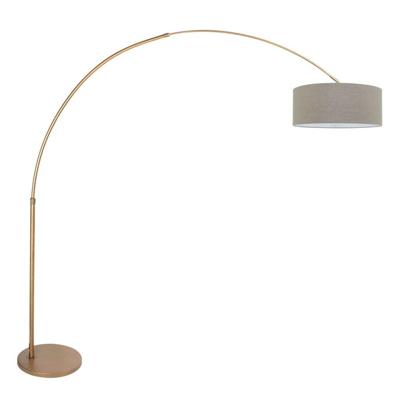 Steinhauer Gouden booglampSparkled Light met grijze kap - 4904BR