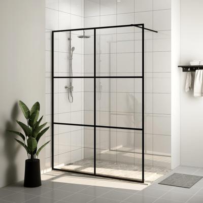Inloopdouchewand 140x195 cm ESG-glas transparant en zwart