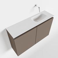 MONDIAZ TURE 80cm toiletmeubel smoke. EDEN wastafel talc rechts geen kraangat - thumbnail