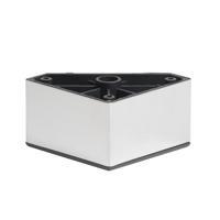 Meubelpoot chroom vierkant 8 bij 8 cm en hoogte 5 cm van kunststof - thumbnail