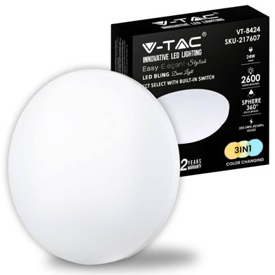 V-TAC VT-8424-M-N Designer Plafondlamp - Kleurwisselende Schakelaar - IP20 - Wit - 24W - 2600