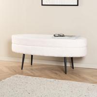 Nohr Hocker 'Larenzo' Teddy, kleur Off White - thumbnail