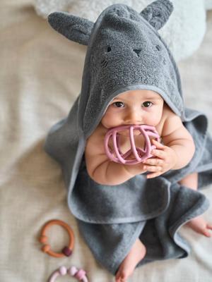 Badcape + washandje van biologisch katoen antraciet Badcape + washandje van biologisch katoen antraciet