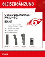 H0 Märklin C-rails (met ballastbed) 24900 Uitbreidingsset C1 - thumbnail