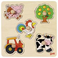 Goki houten noppenpuzzel boerderij - thumbnail