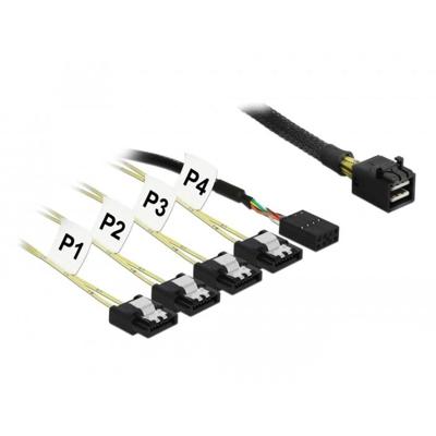 DeLOCK Mini SAS HD SFF-8643 > 4x SATA 7 pin Reverse + Sideband kabel DeLOCK Mini SAS HD SFF-8643 > 4x SATA 7 pin Reverse + Sideband kabel
