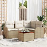 Tuinbankenset met opslag 5 pcs Beige en Crème poly rattan - thumbnail
