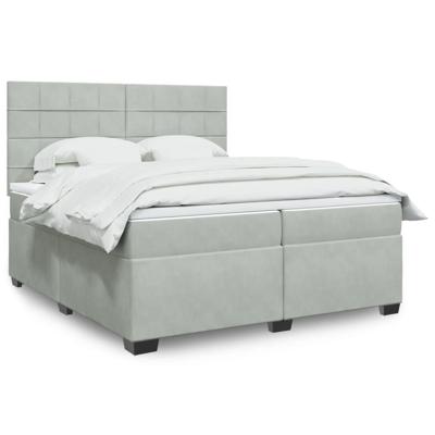 Boxspring met matras fluweel lichtgrijs 200x200 cm