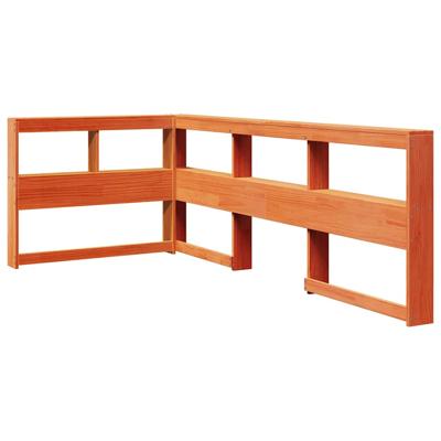 Bed met boekenkast zonder matras grenenhout wasbruin 120x190 cm