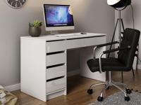 Bureau ADARAS 5 lades wit/hoogglans wit - thumbnail