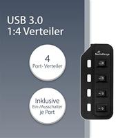 MediaRange MRCS505 USB 3.2 Gen 1-hub 4 poorten Zwart - thumbnail