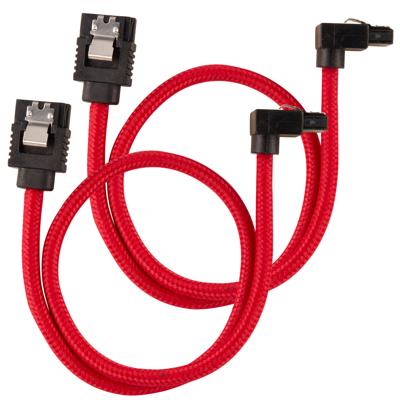 Corsair Premium SATA3-kabel, schuin/recht (6 Gbps, 30 cm, 90 graden), met ommanteling, rood