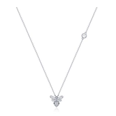 Zilverkleurige Dames ketting met Bijen Hanger en Zirkonia
