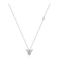 Zilverkleurige Dames ketting met Bijen Hanger en Zirkonia - thumbnail