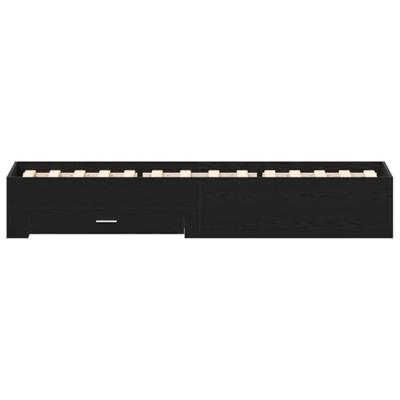 Bedframe met lades Zwart eiken 100 x 200 cm Bewerkt hout