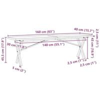 Salontafel X-frame 160x40x45,5 cm grenenhout en staal - thumbnail