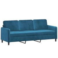 Driezitsbank 180 cm fluweel blauw - thumbnail