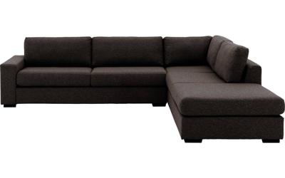 Goossens Bank Lucca donkerbruin, stof, 3-zits, stijlvol landelijk met ligelement rechts Goossens Bank Lucca donkerbruin, stof, 3-zits, stijlvol landelijk met ligelement rechts