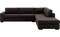 Goossens Bank Lucca donkerbruin, stof, 3-zits, stijlvol landelijk met ligelement rechts - thumbnail