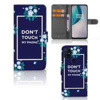 OnePlus Nord N10 Portemonnee Hoesje Flowers Blue DTMP - thumbnail