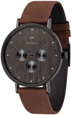 Kerbholz 4251240405926 Horloge Caspar Heritage walnoothout-staal-leder bruin-tabacco 42 mm