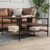 Salontafel 100x100x48,5 cm bewerkt hout bruin eikenkleur - thumbnail