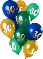 Ballonnen Set 30 Jaar Groen/Goud Premium - 12 Stuks - thumbnail