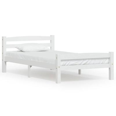 Bedframe massief grenenhout wit 90x200 cm