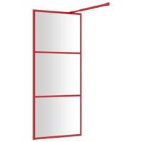 VidaXL Inloopdouchewand transparant 80x195 cm esg-glas rood - thumbnail