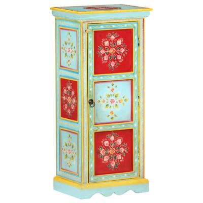 Hoge kast handgeschilderd 40x30x90 cm massief mangohout