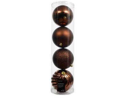 Kerstballen kunststof d14 cm espresso 4 st Decoris - Decoris Kerstballen kunststof d14 cm espresso 4 st Decoris - Decoris