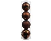 Kerstballen kunststof d14 cm espresso 4 st Decoris - Decoris - thumbnail