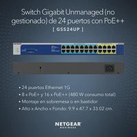 Netgear GS524UP Unmanaged Gigabit Ethernet (10/100/1000) Grijs Power over Ethernet (PoE) - thumbnail