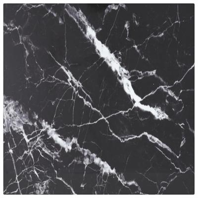 Tafelblad 40x40 cm 6 mm gehard glas met marmeren design zwart