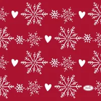 Duni 3-laags tissue servet winter flakes hearts 24x24cm rood 20 stuks - thumbnail