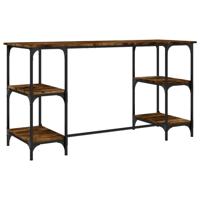 Bureau 140x50x75 cm metaal en bewerkt hout gerookt eikenkleurig - thumbnail