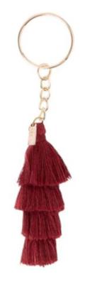 Doiy sleutelhanger Tassel 15,5 cm katoem/staal bordeaux