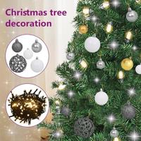 61-delige Kerstballenset met piek en 150 LED's wit en grijs - thumbnail