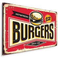 Schilderij - Reclame, Burgers, Hot & Fresh, Premium Print - thumbnail