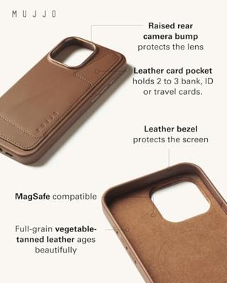 Mujjo Leather Wallet Case iPhone 16 Pro Max bruin