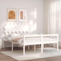 Seniorenbed met hoofdbord massief hout wit - thumbnail